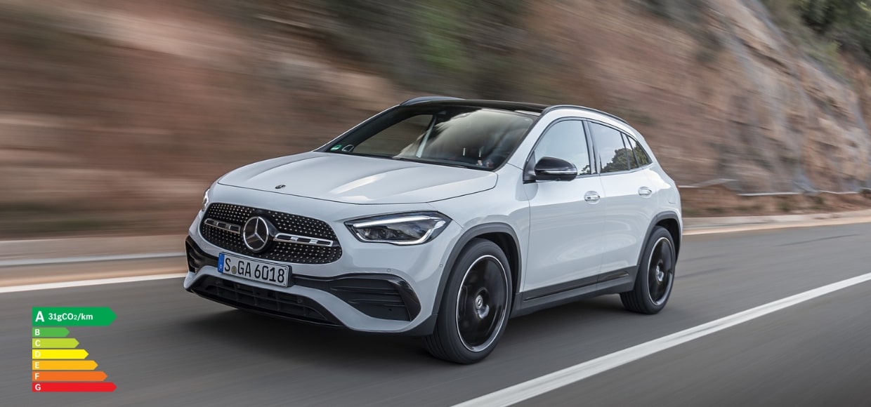 GLA hybride rechargeable. Mercedes Etoile Mont Blanc